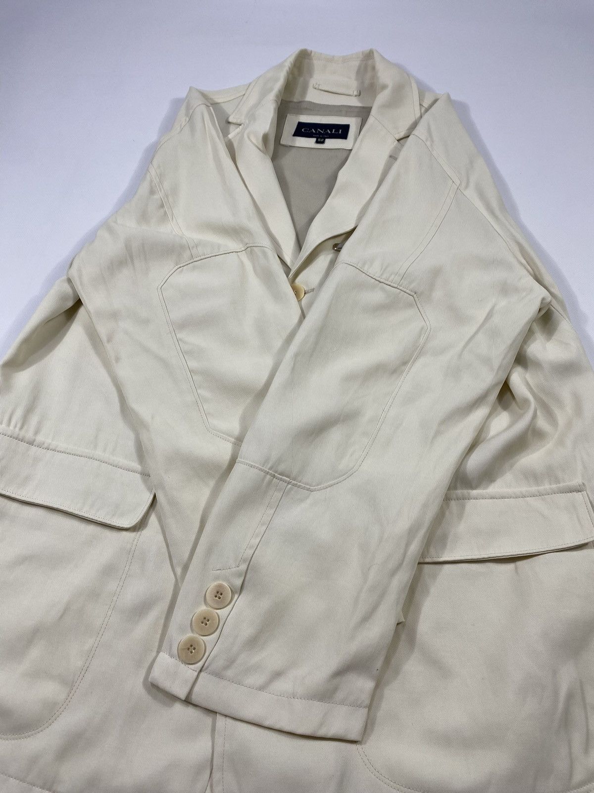 Canali 🔥LASTDROP🔥 Canali Milk Nylon Zip Pocket Blazer Nylon Jacket Size US XL / EU 56 / 4 - 19 Thumbnail