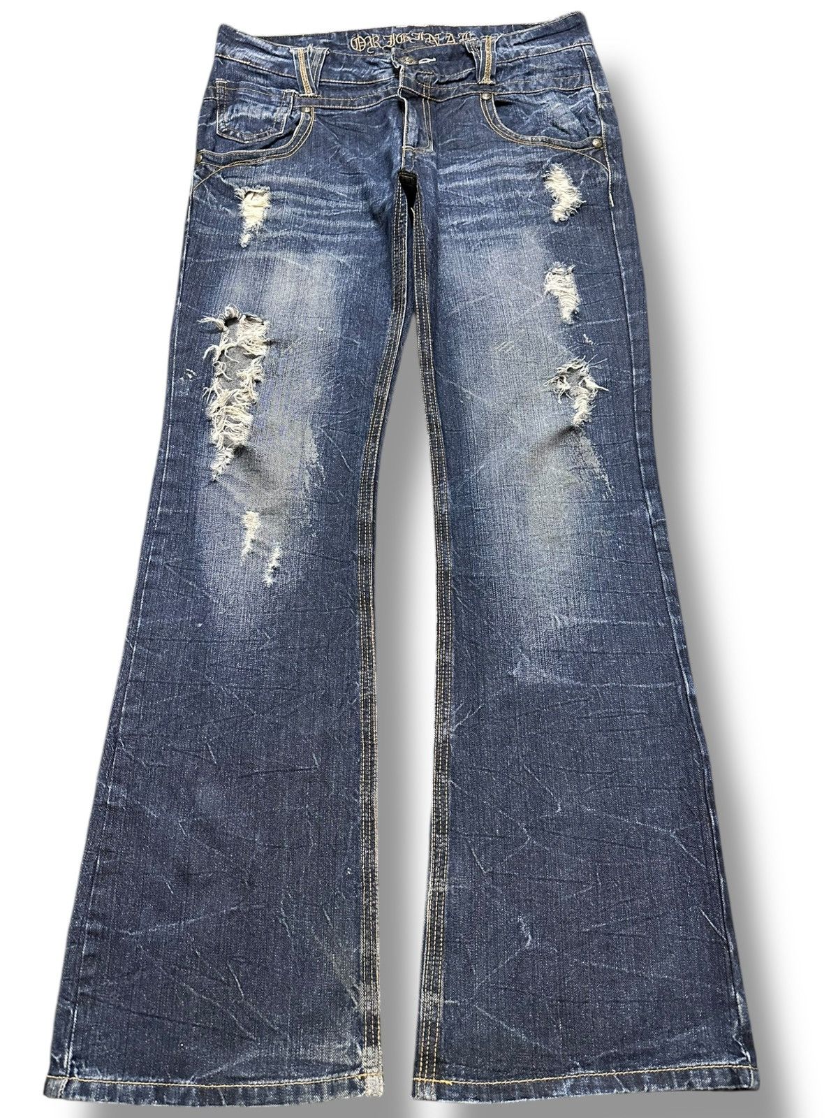 Dr. Collectors Vintage Japanese Brand Flare Comb Grunge Distressed Denim Size US 34 / EU 50 - 1 Thumbnail