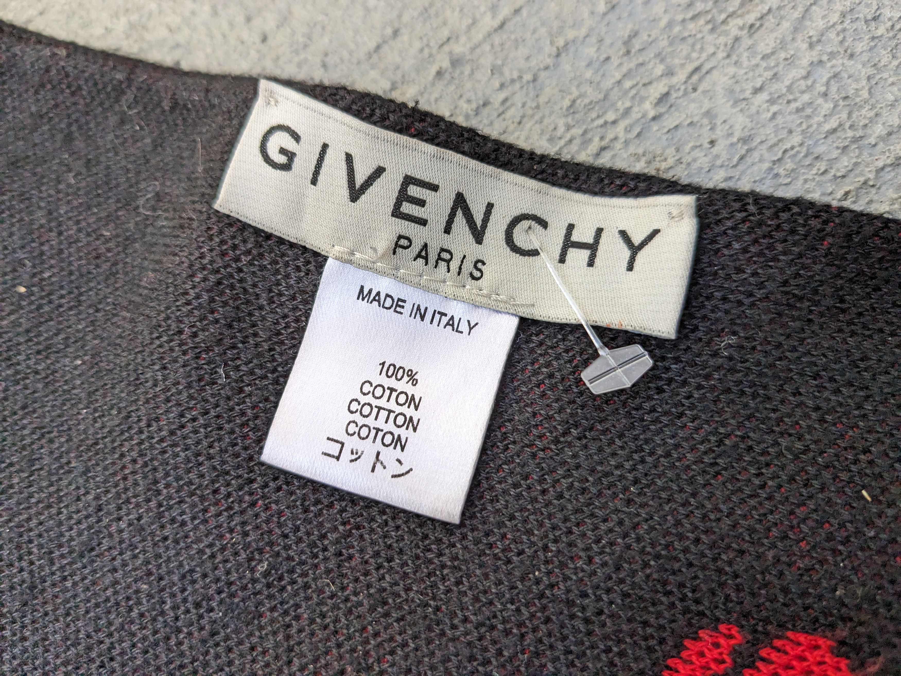 Givenchy Givenchy Scarf Fringe Logo Football Red Black Cotton 74" Size ONE SIZE - 3 Thumbnail