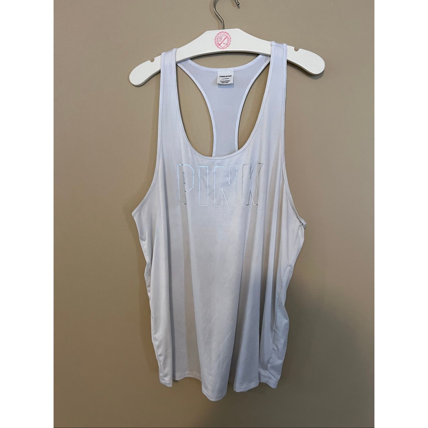 Pink PINK Active By Victoria’s Secret White Tank Top Woman’s Larg Size L / US 10 / IT 46 - 1 Thumbnail