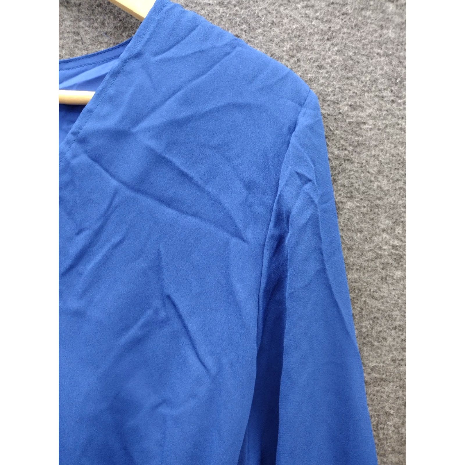 Vintage BBX Lephsnt Women's 2XL Navy Blue Wrap Dress Shirt 2XL Navy Bell Sleeve Casual 80s 90s Womens Size 40" / US 18 - 7 Thumbnail