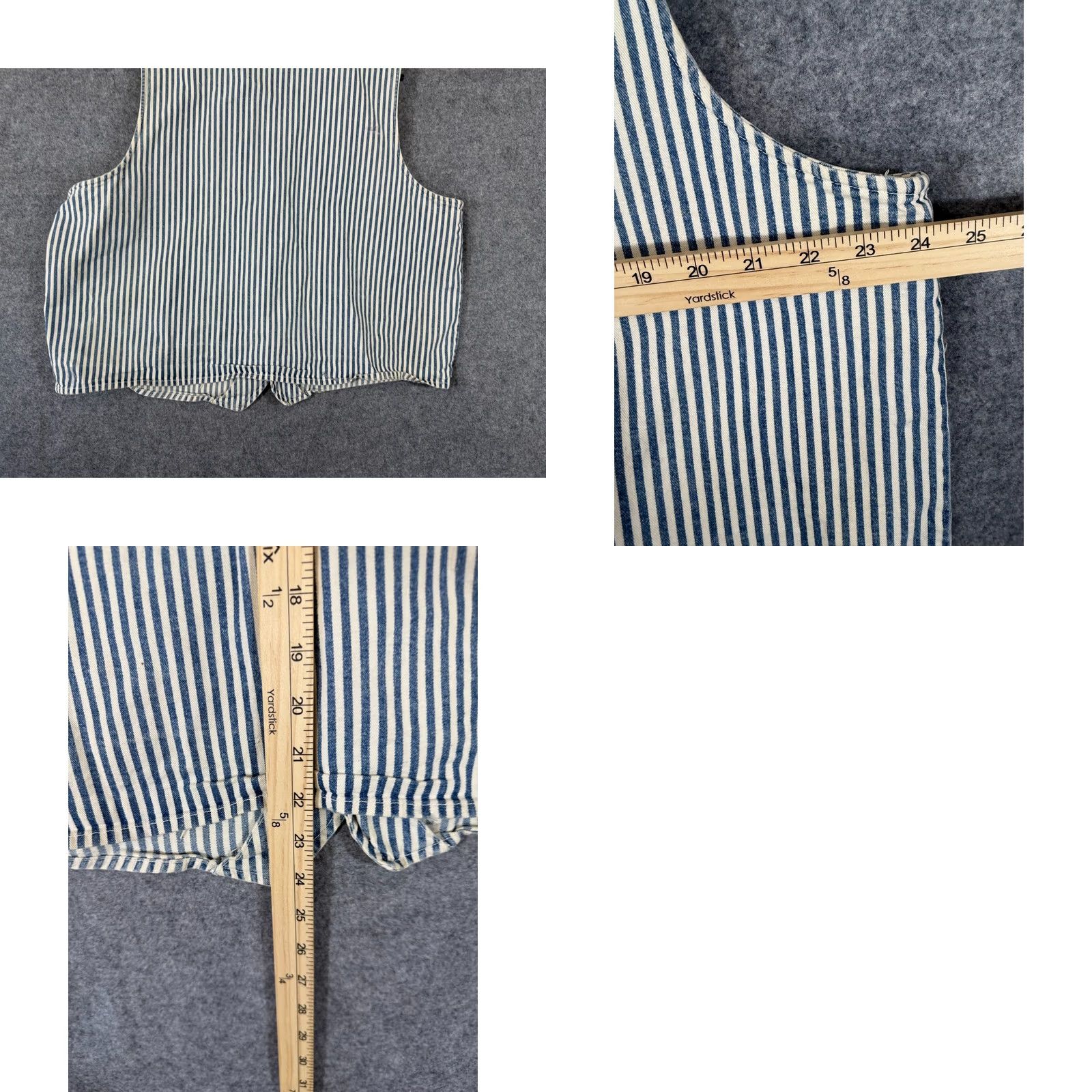 Vintage VINTAGE Warner Bros. Denim Vest Womens 2XL Blue White Striped Taz & Tweety 1996 Size XXL / US 16-18 / IT 52-54 - 9 Thumbnail