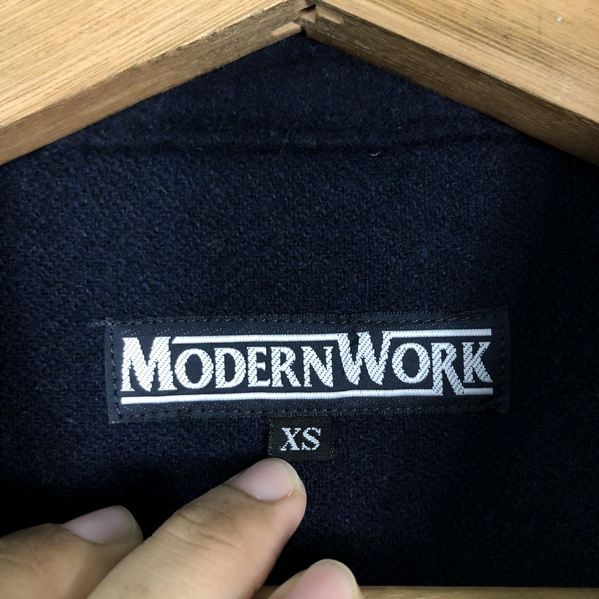 45rpm 🔥Cropped Biker Jacket Wool Indigo Modern Work Japan Made Size US XS / EU 42 / 0 - 18 Thumbnail