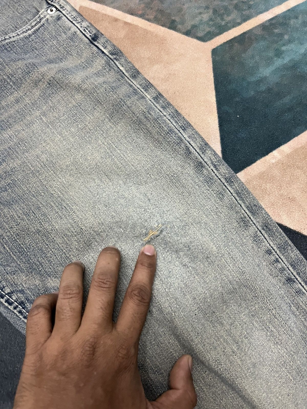 Le Grande Bleu (L.G.B.) 💥Vintage Trashed Wrangler Distressed FLARE Jeans Size US 31 - 3 Thumbnail