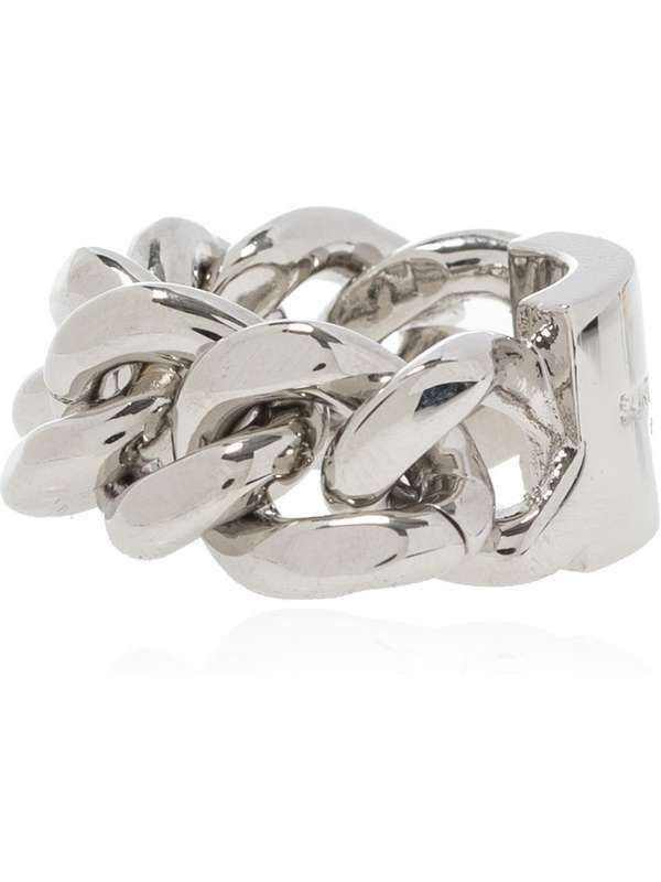 Saint Laurent Paris o1b1hav111124 Size: OS / Chain ID Plaque Ring in Silver Size ONE SIZE - 2 Thumbnail