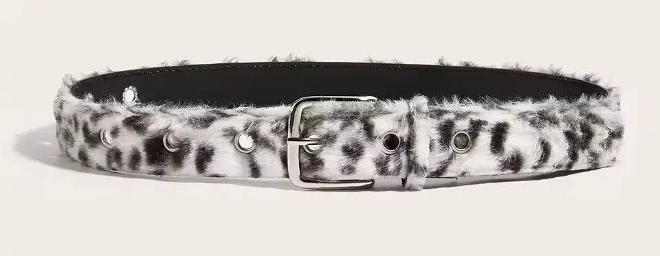 Japanese Brand Y2K Grunge Fluffy Fur Leopard Print Grommet Belt Size ONE SIZE - 3 Thumbnail