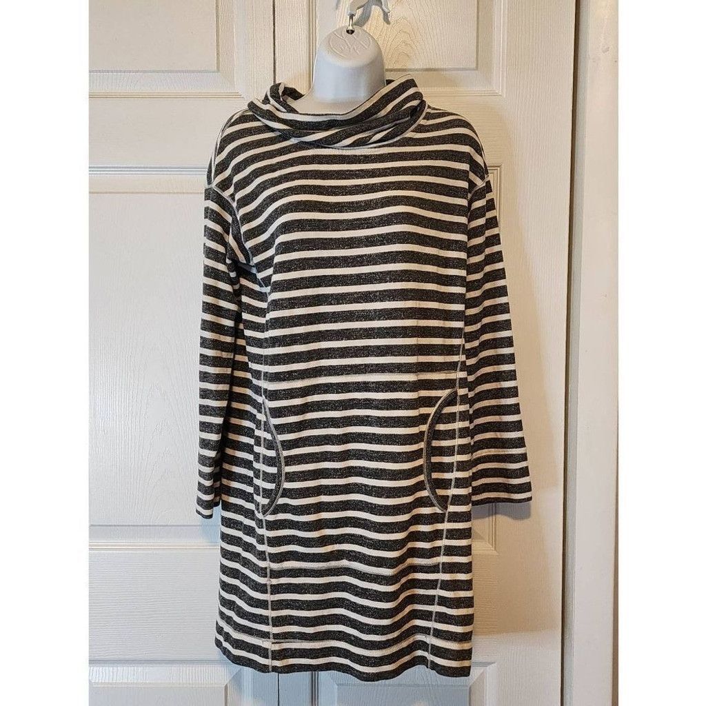 Other Max Studio Gray and White Striped Dress Size L / US 10 / IT 46 - 1 Thumbnail