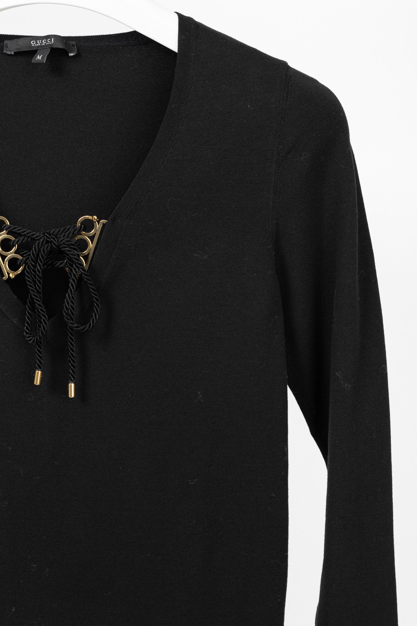 Gucci Gucci SS/11 Black Cotton-Blend Lace-Up Pullover Size M / US 6-8 / IT 42-44 - 5 Thumbnail