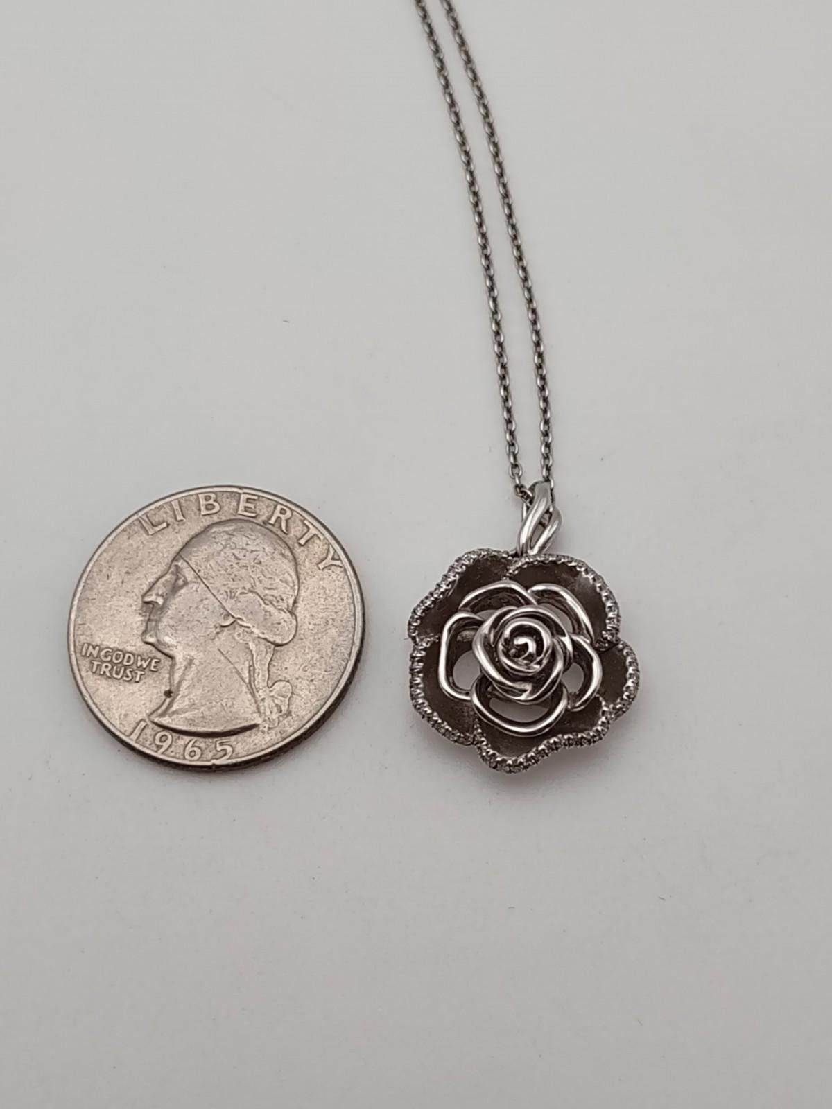 Other Vera Wang LOVE Sterling Diamond Rose Pendant Necklace Size ONE SIZE - 5 Thumbnail