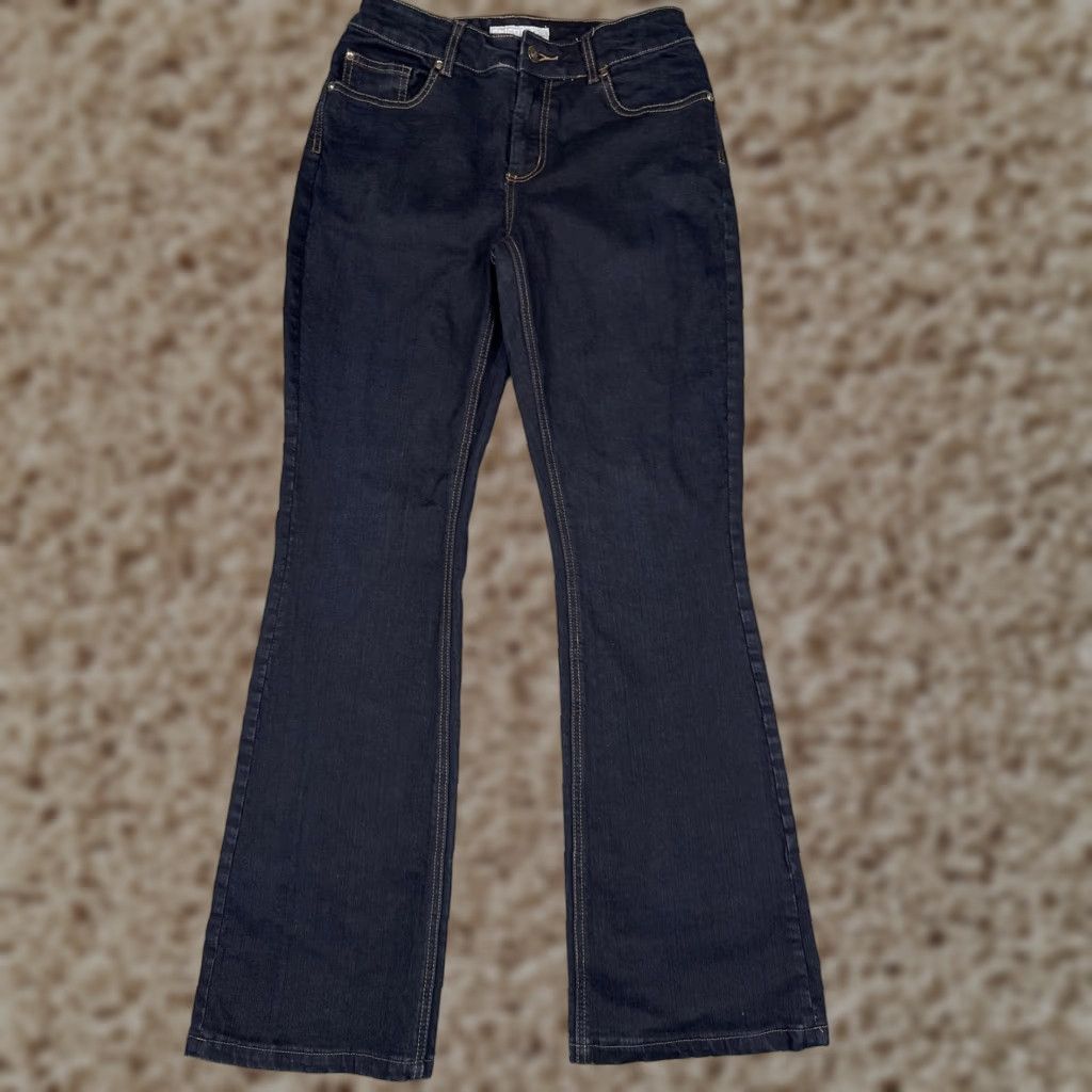 Chicos Jeans Womens 0 Dark Wash Bootcut Embellished Pockets Denim