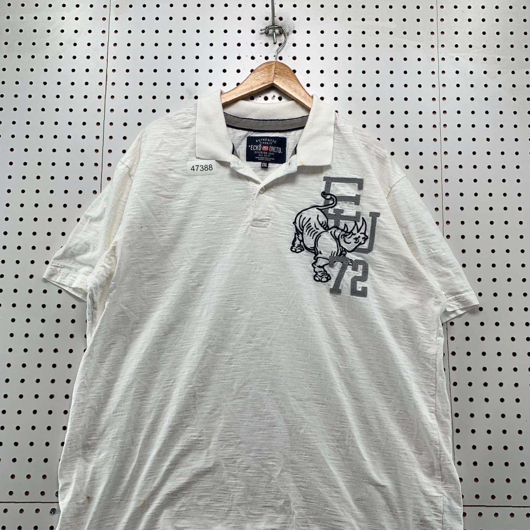 Ecko Unltd. VINTAGE Ecko Unltd Polo Shirt Mens 2XL White Hip Hop Embroidered Rhino Shirt Adult 2XL White Embroidered Rhino Size US XXL / EU 58 / 5 - 4 Thumbnail