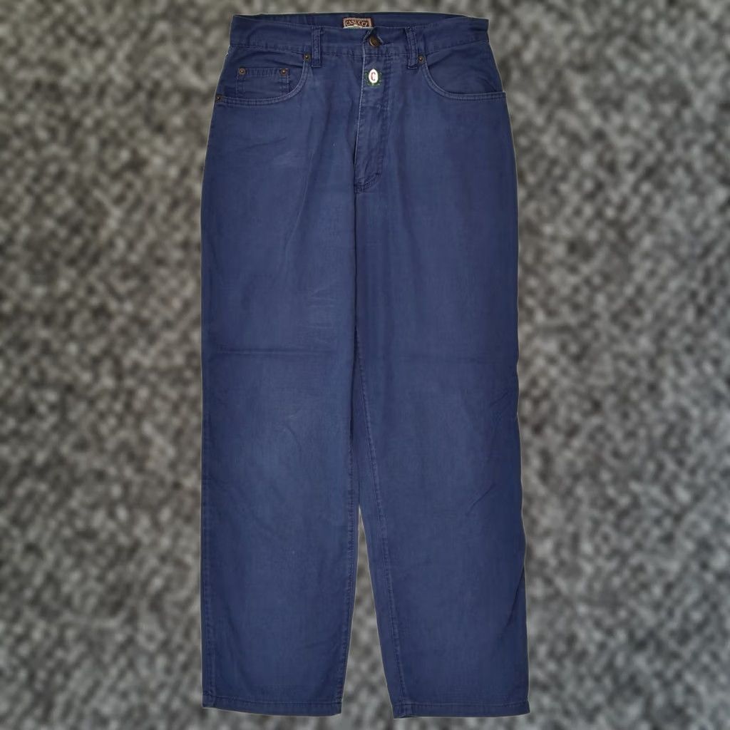 Vintage CASUCCI Womens Slim Casual Trousers W30 L28 Navy Blue Cotton Classic H114 Size 30" / US 8 / IT 44 - 1 Thumbnail