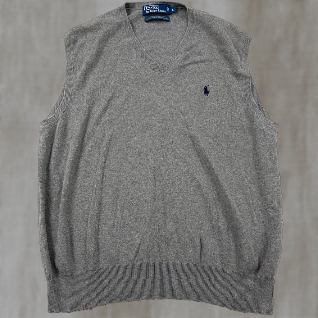 Polo Ralph Lauren VINTAGE Polo Ralph Lauren Sweater Vest Men Large Knit Gray Blue Logo All Seasons Size US L / EU 52-54 / 3 - 1 Thumbnail