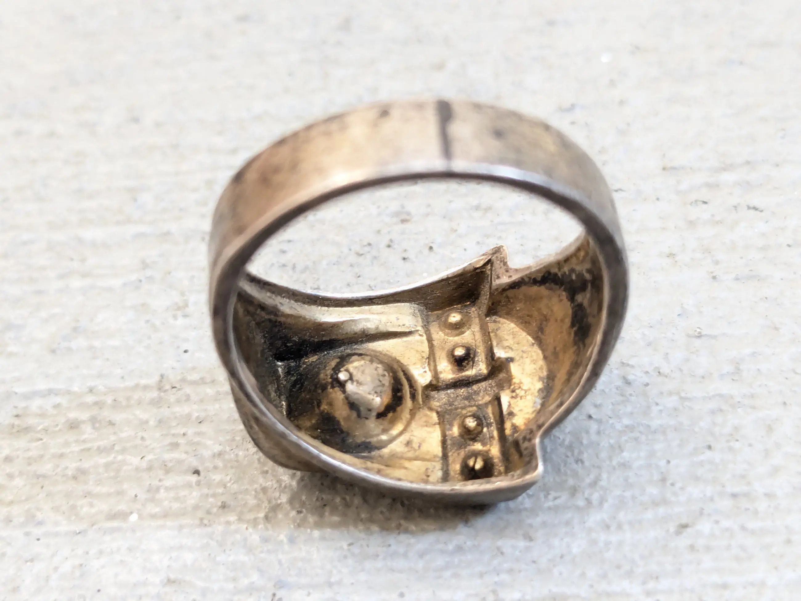 Sterling Silver Vintage Sterling Silver Ring 10.5 Glass Red Clear Theda Belt Size ONE SIZE - 2 Thumbnail