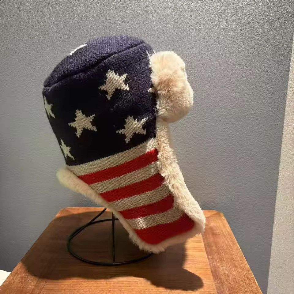 Japanese Brand Striped Color Blocked Star Knitted Cap Size ONE SIZE - 3 Thumbnail