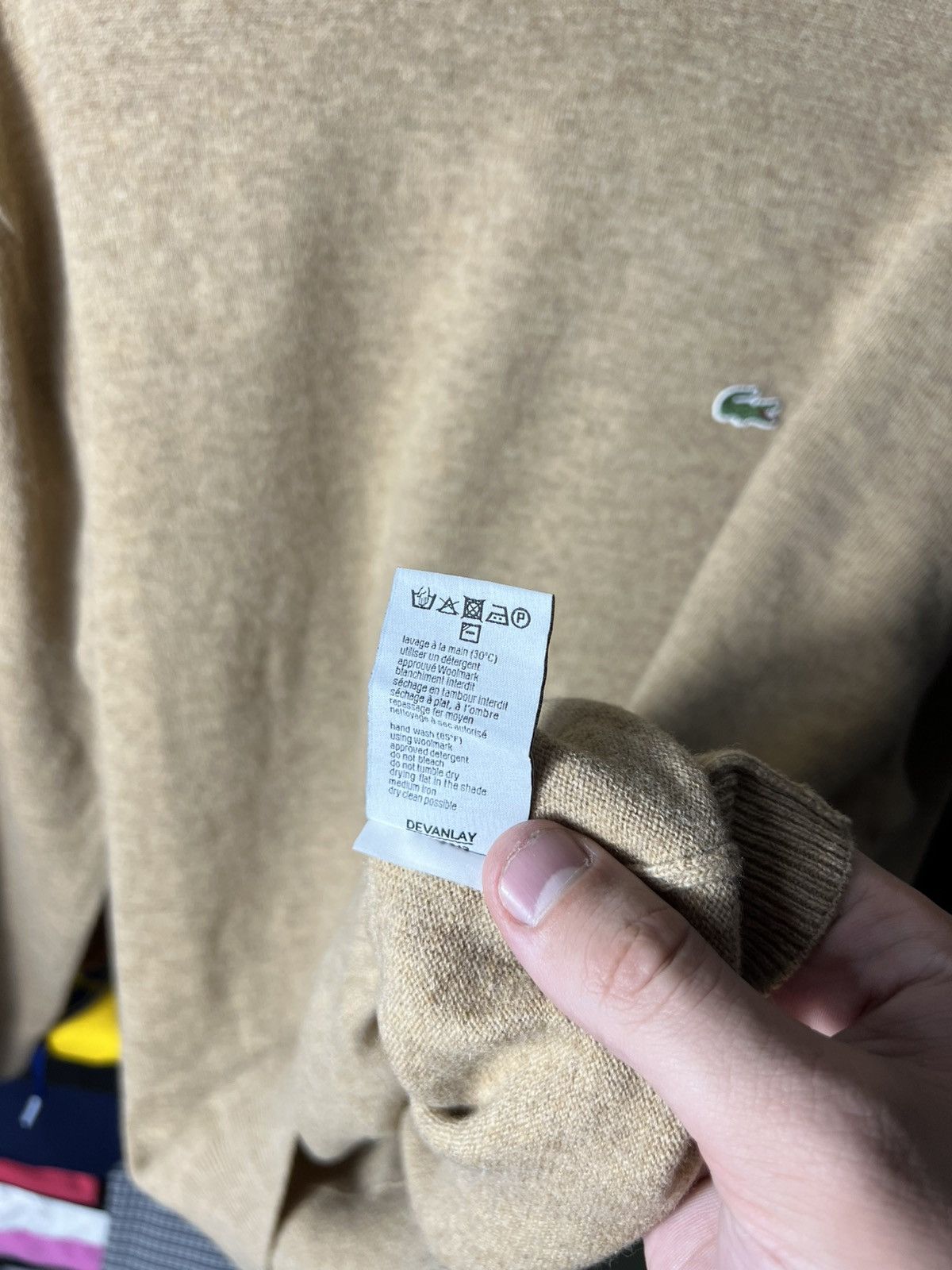 Lacoste 🧶 Vintage Lacoste Woolmark Sweater — Camel — Size XL (FR 6) Size US XL / EU 56 / 4 - 9 Thumbnail