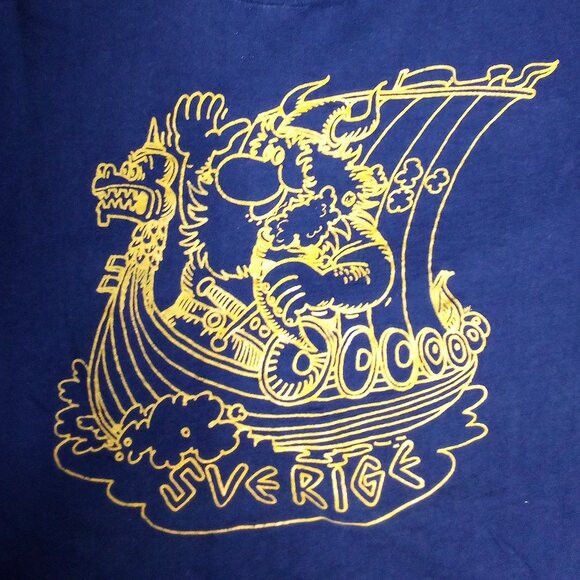 Vintage Vintage Sweden Sverige Viking Cartoon Graphic T-Shirt Size US M / EU 48-50 / 2 - 1 Thumbnail