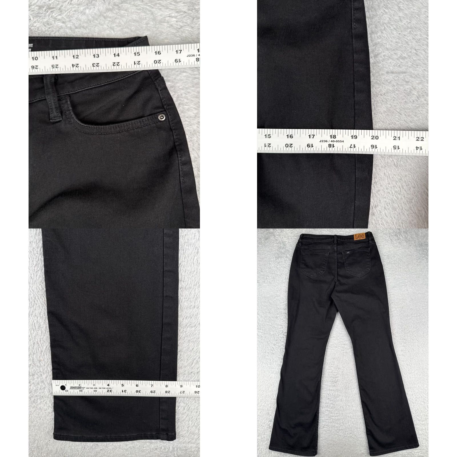 Lee Lee Jeans Black Denim Bootcut Womens 12 Regular Fit Mid Rise 31x32 Cotton Blend 5-Pocket Zipper Button Distressed Rock Style Mens? Size 34" / US 12 / IT 48 - 9 Thumbnail