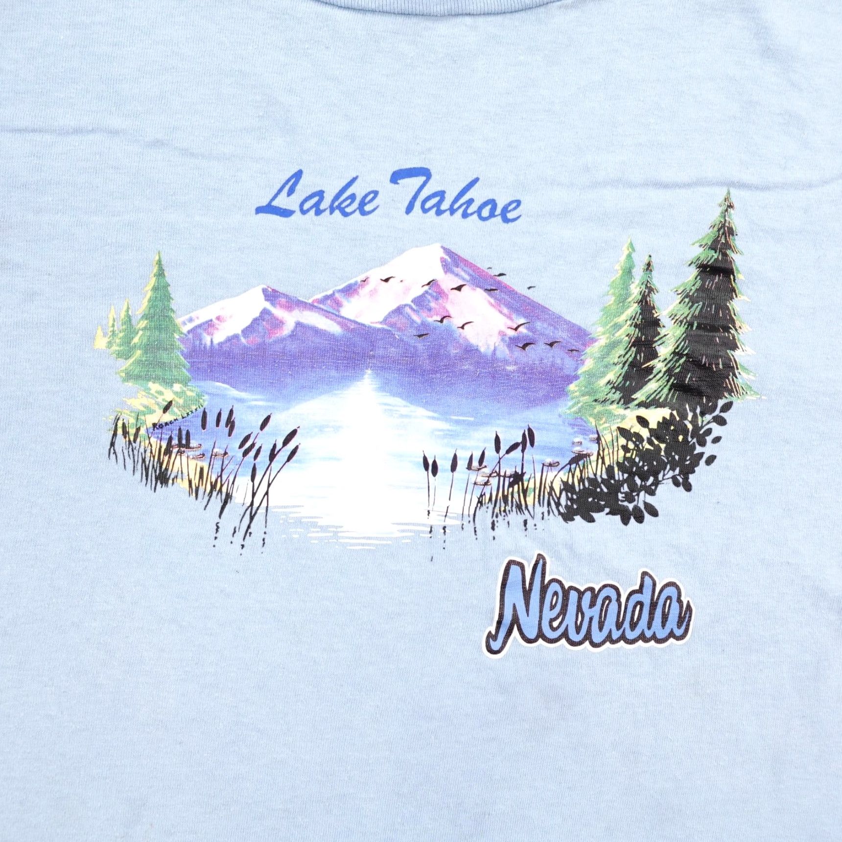 Hanes VINTAGE Lake Tahoe Nevada Shirt Mens XL Blue Single Stitch Made In USA 80s 90s Size US XL / EU 56 / 4 - 2 Thumbnail
