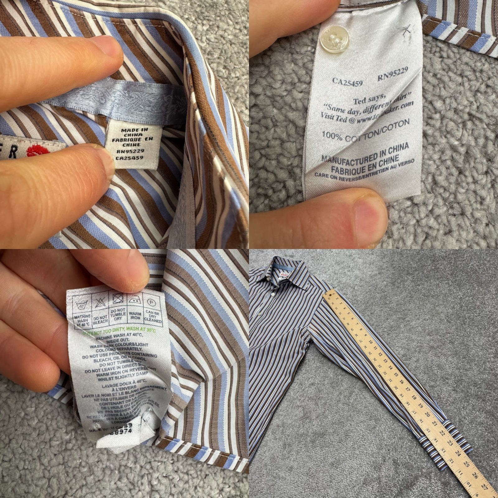 Ted Baker Ted Baker Endurance Button-Up Shirt Mens Regular Cotton Striped 14.5 Multicolor Brown Blue 90s Outdoor Preppy Shirt Size US S / EU 44-46 / 1 - 8 Thumbnail