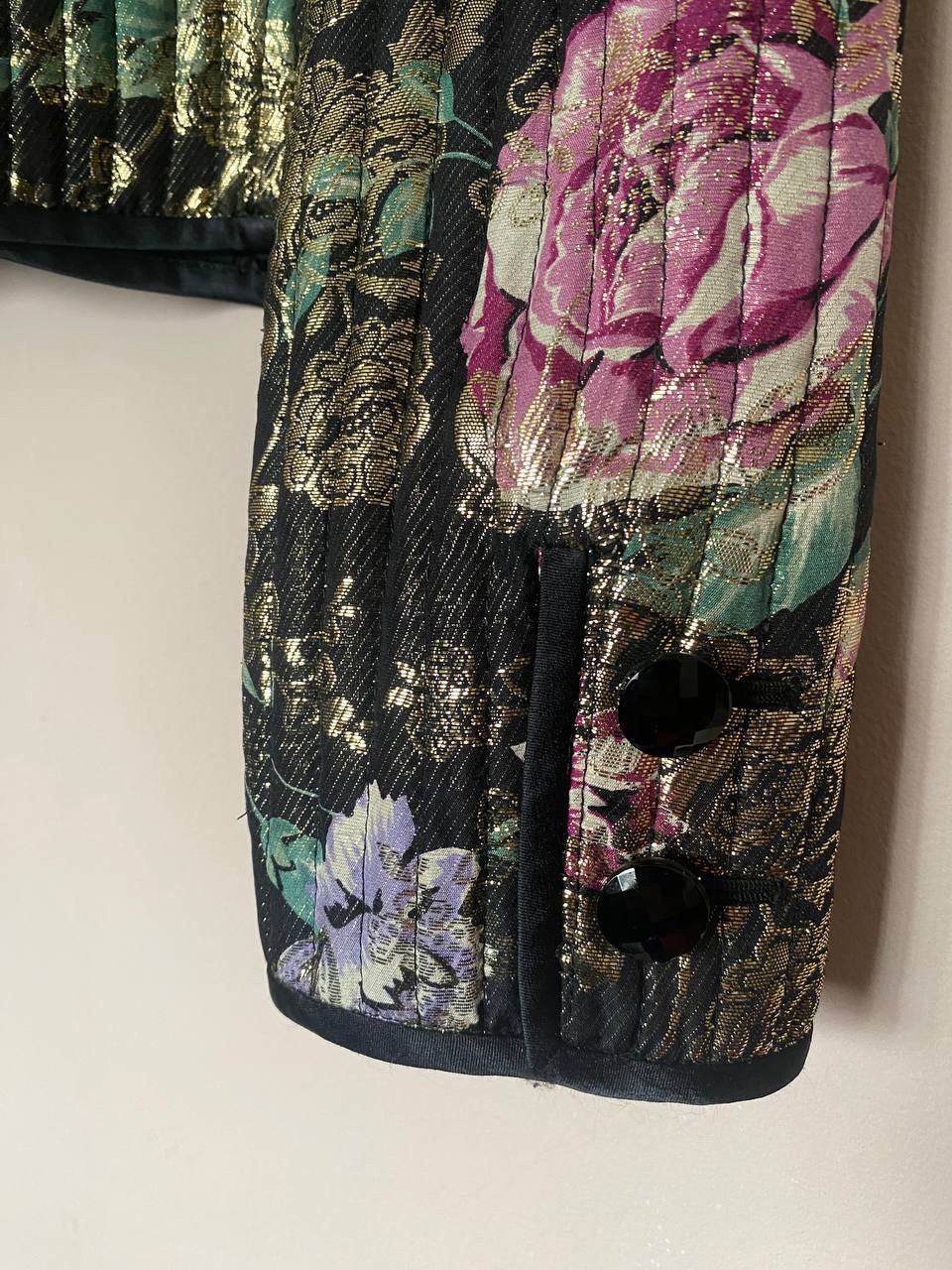 Valentino VALENTINO NIGHT Black Floral Silk Jacket 1980's VINTAGE Size M / US 6-8 / IT 42-44 - 7 Thumbnail