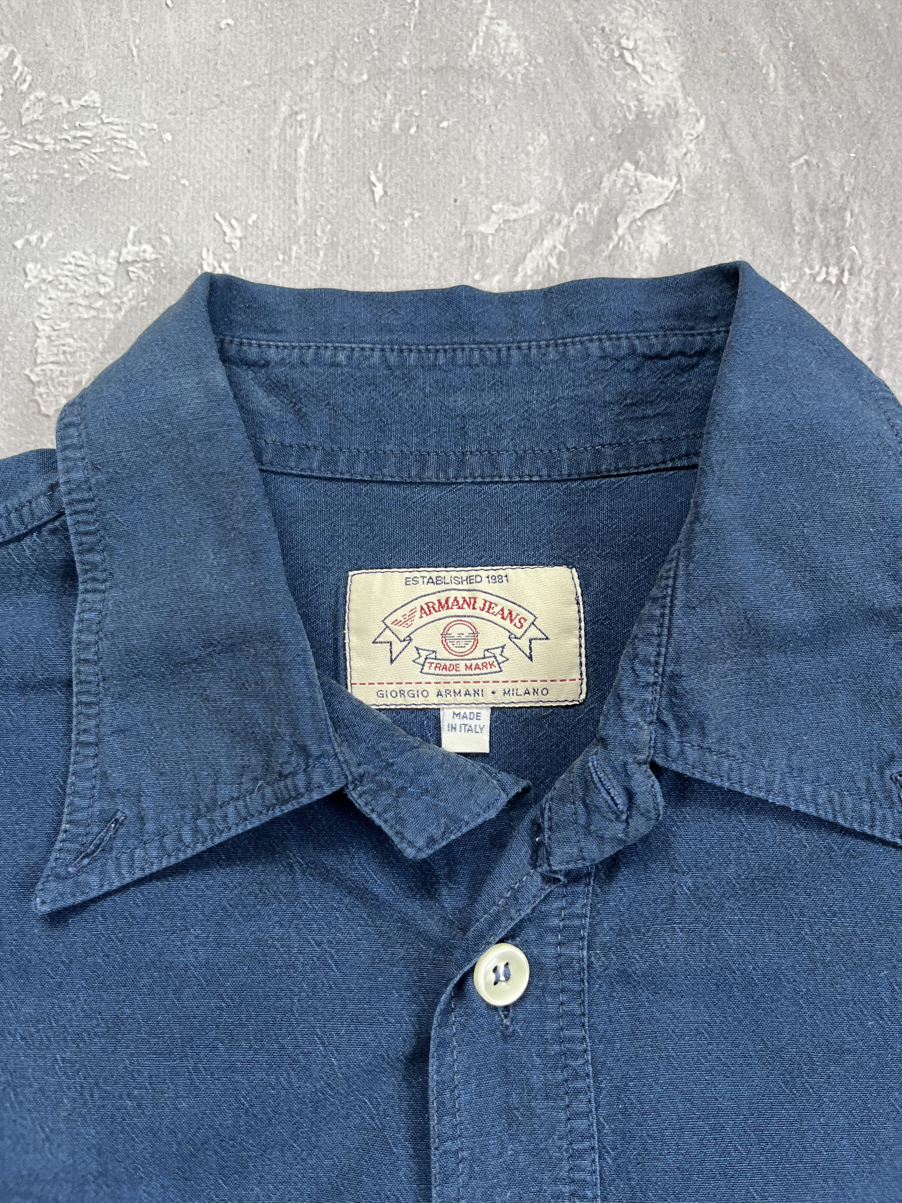 Giorgio Armani Vintage Armani Jeans Men's Pocket Blue Button-Down Shirt XL Size US XL / EU 56 / 4 - 3 Thumbnail