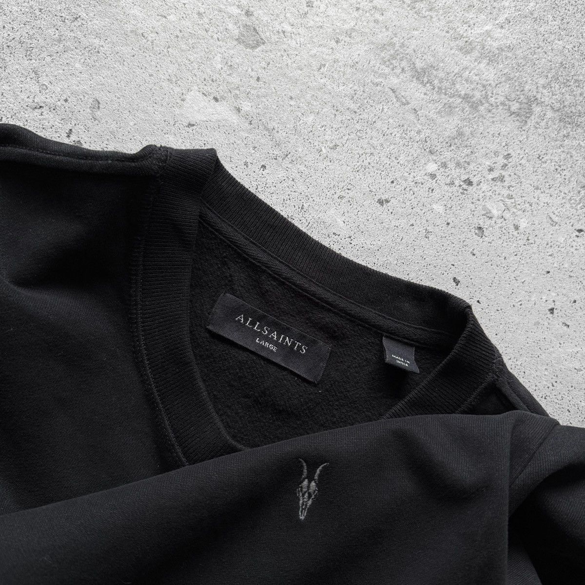 Allsaints AllSaints Mens Black Crew Neck Sweatshirt Small Logo Jumper Size US L / EU 52-54 / 3 - 4 Thumbnail