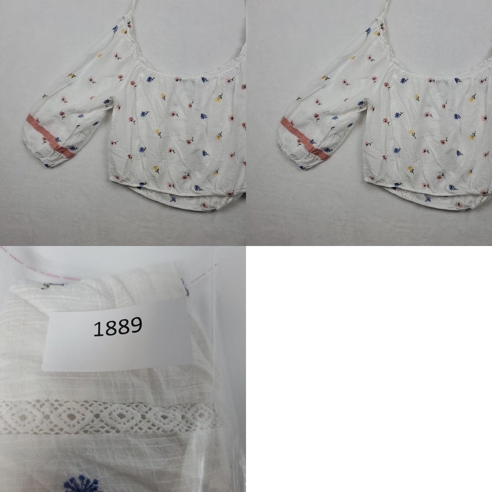 Forever 21 FOREVER 21 Floral Embroidered White Flutter Sleeve Crop Top Women's 2X Festival Apparel Shirt Crop Top Size XXL / US 16-18 / IT 52-54 - 10 Thumbnail