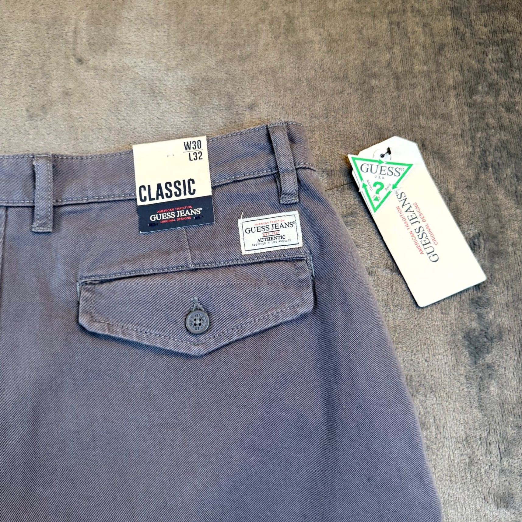 Guess Guess Jeans Chino Pants Mens 30x32 Flat Front Regular Fit Grey Canvas Cotton Blend 5-Pocket Wrinkle Resistant Casual Business Size US 30 / EU 46 - 4 Thumbnail