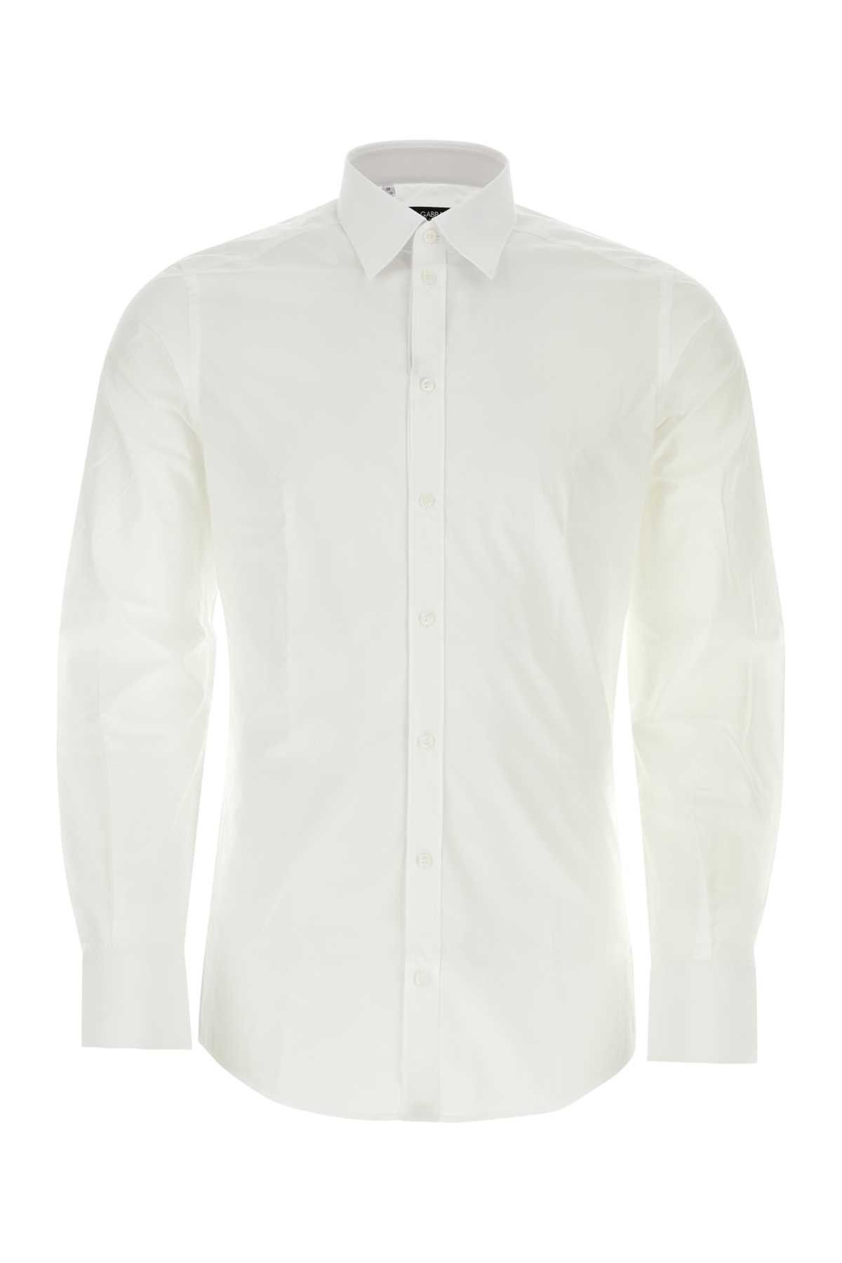 image of Dolce Gabbana White Poplin Shirt, Men's (Size Medium)