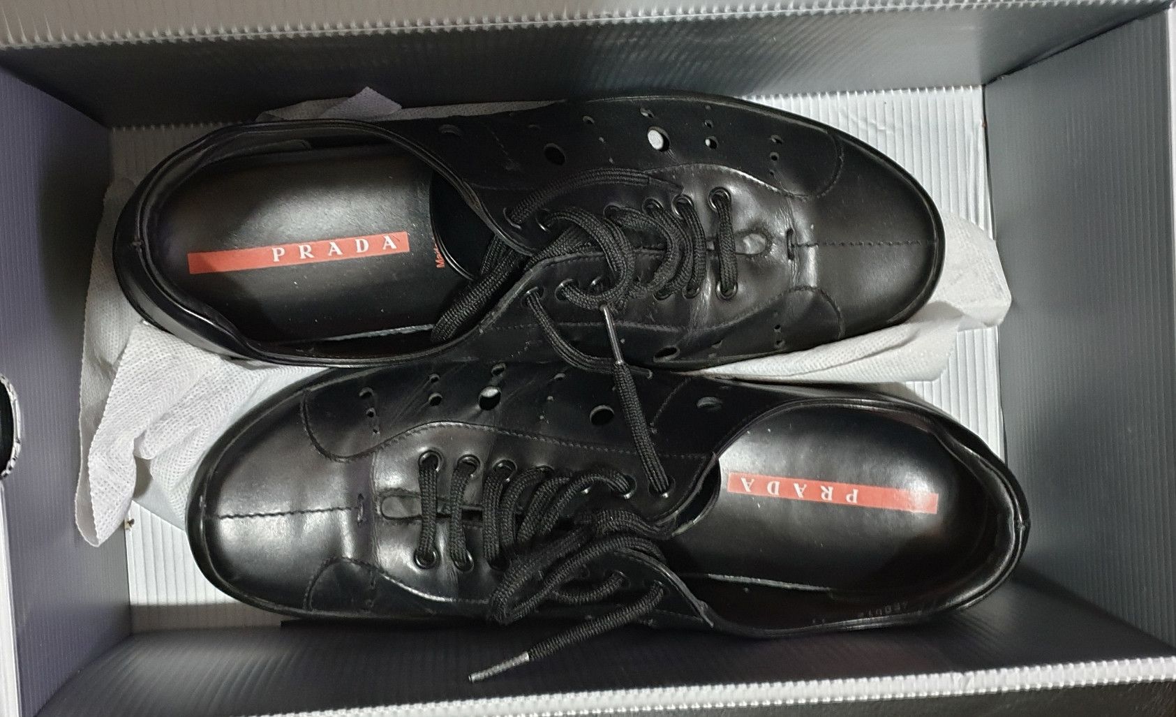 Prada Prada sport (Linea Rossa) black leather sneakers Size US 12 / EU 45 - 1 Thumbnail