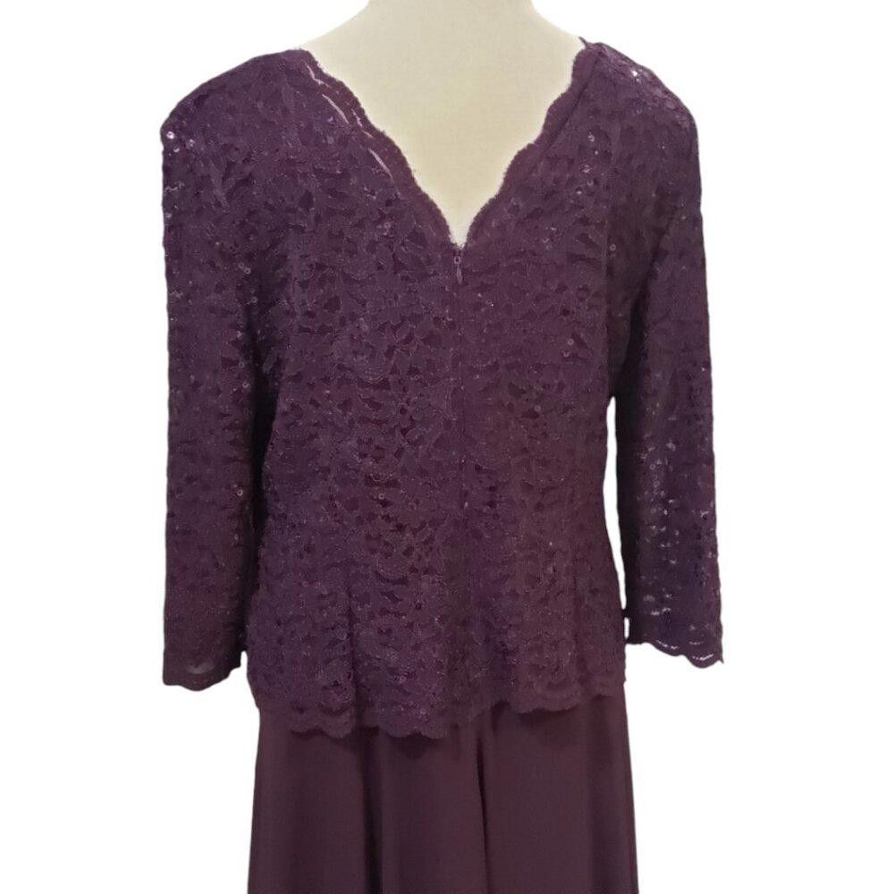 Designer CT1774 Alex Evenings Lace Purple Evening Cocktail Dress 14 Size XL / US 12-14 / IT 48-50 - 5 Thumbnail