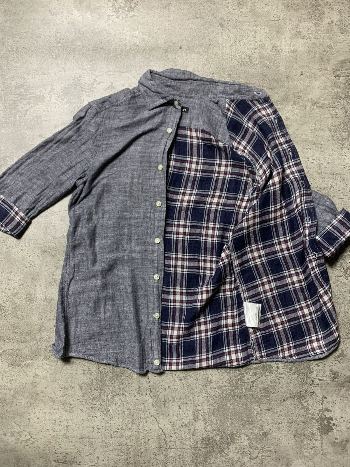 Katharine Hamnett London Katharine Hamnett - Reversible-Style Chambray × Plaid Shirt Size US M / EU 48-50 / 2 - 6 Thumbnail