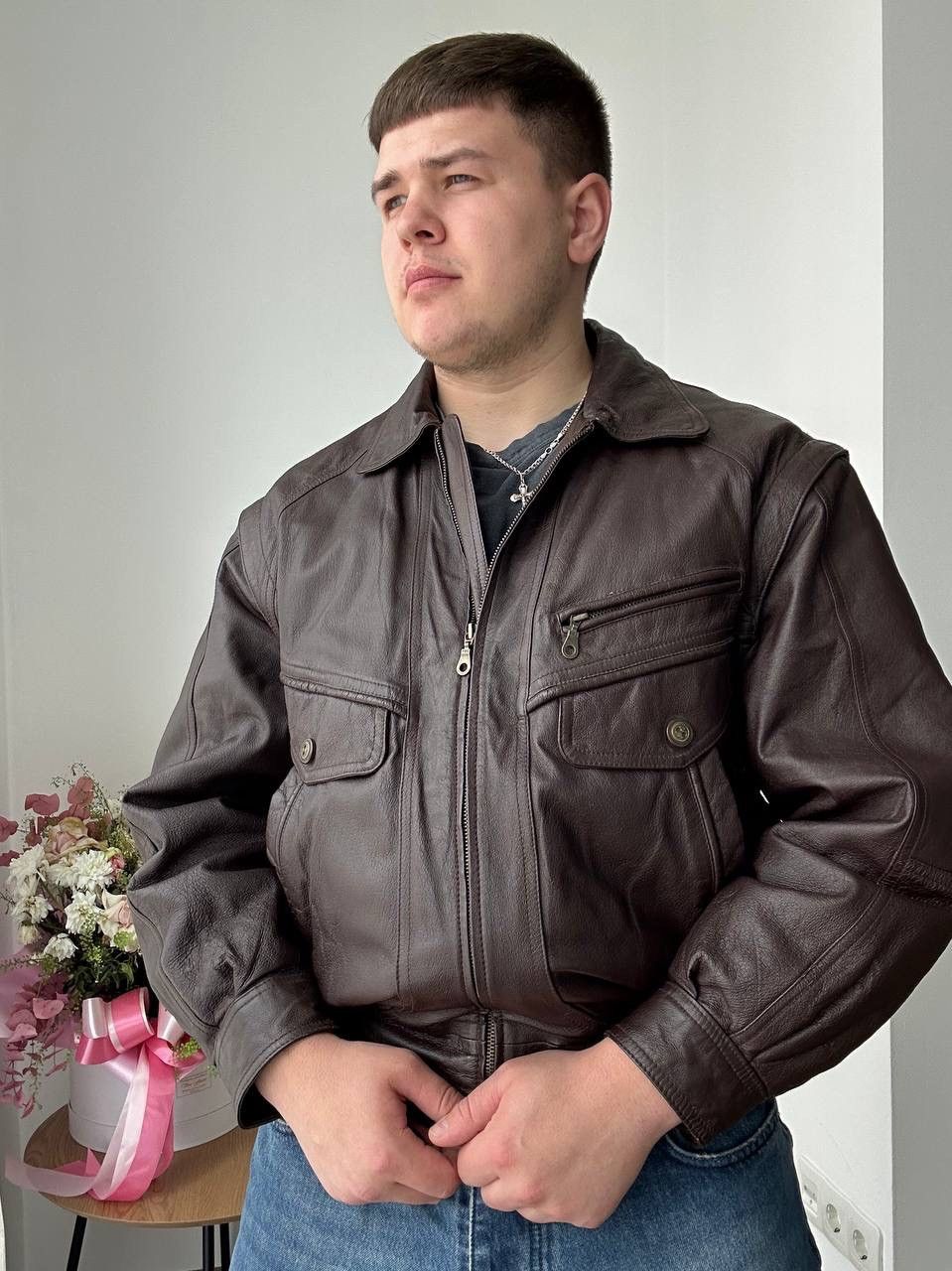 Genuine Leather × Japanese Brand × Vintage Vintage Japanese Genuine Leather Transformer Pocket Jacket Size US L / EU 52-54 / 3 - 6 Thumbnail