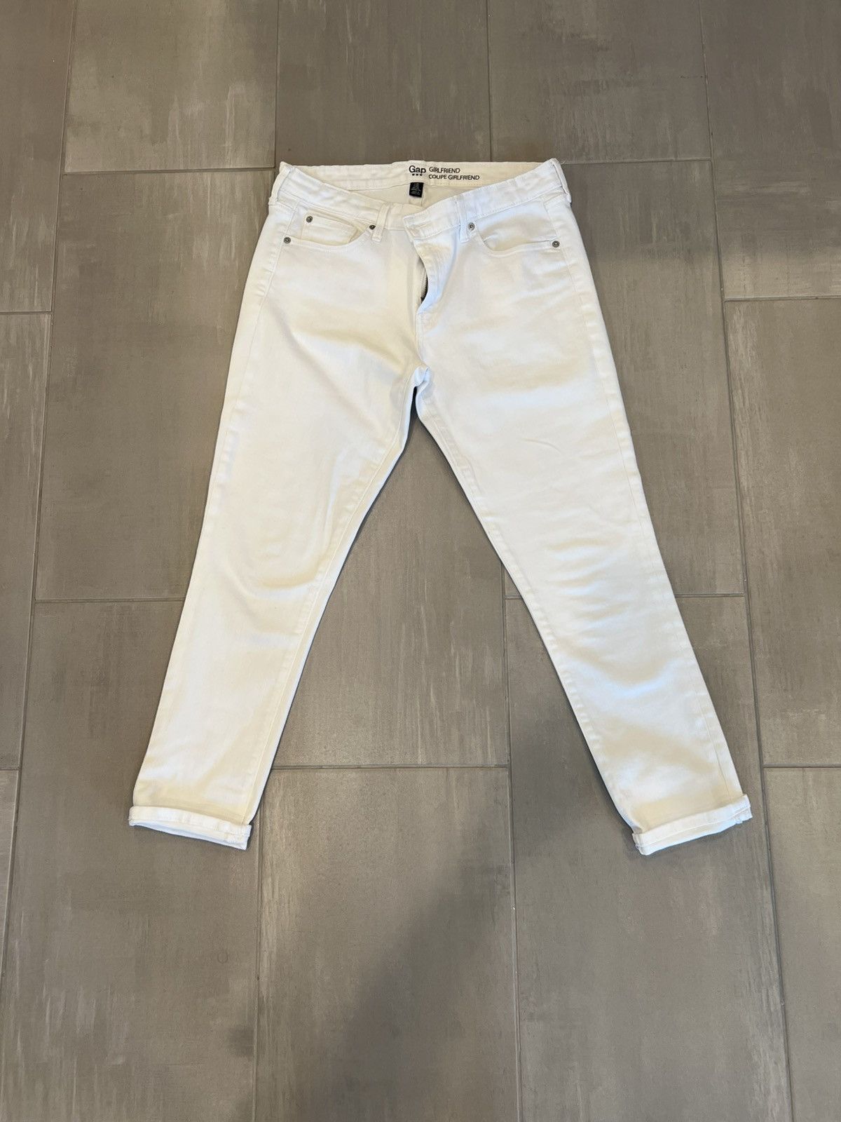 Gap GAP Girlfriend White Jeans Size 10 Size 32" / US 10 / IT 46 - 2 Thumbnail