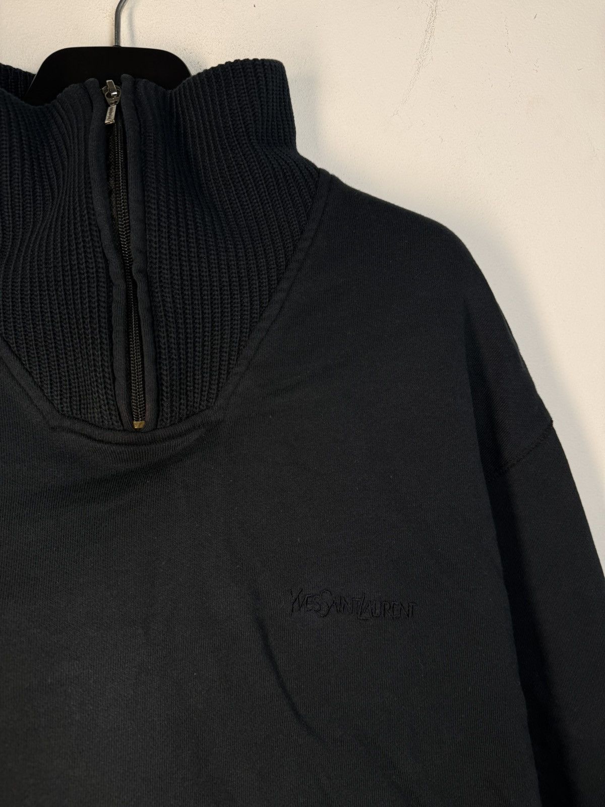 Yves Saint Laurent 90s YSL Sweatshirt 1/4 Quarter Zip Navy Sweater Vintage Size US XL / EU 56 / 4 - 8 Thumbnail