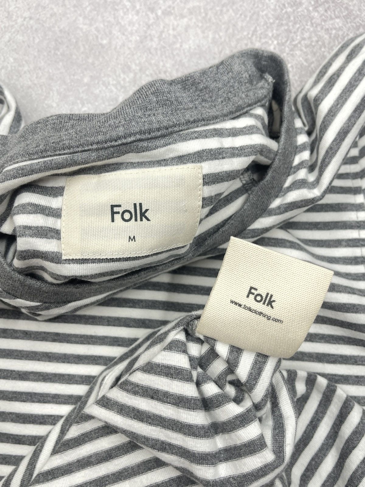 Folk Mens Folk Striped T Shirt Grey/White Size US M / EU 48-50 / 2 - 5 Thumbnail