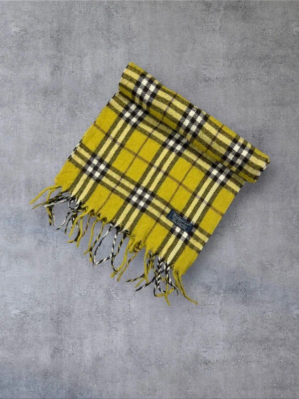 Burberry Vintage Burberry scarf yellow beige cashmere full pattern Size ONE SIZE - 3 Thumbnail