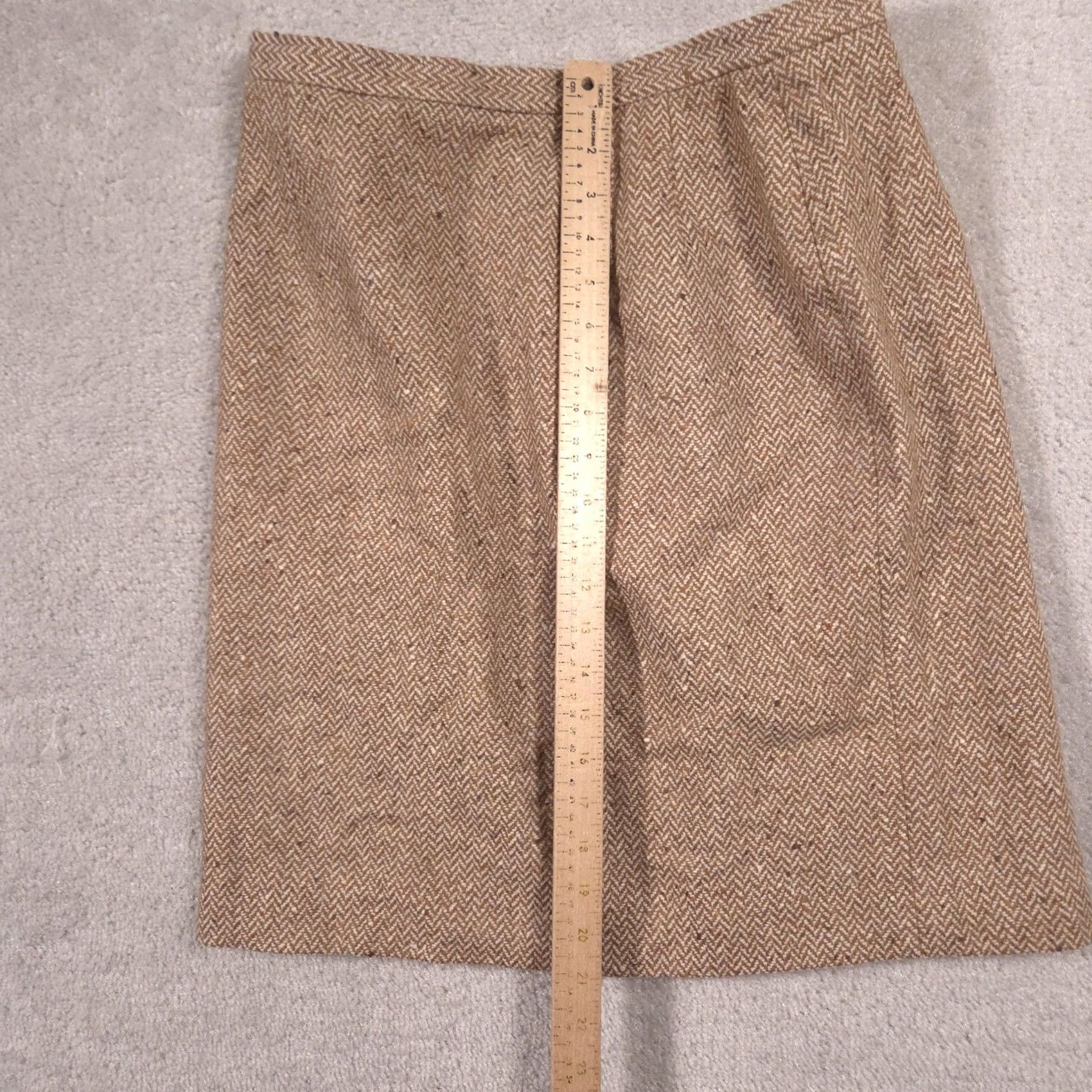 Talbots Talbots Skirt Womens Petite 12 Brown Wool Herringbone Pencil Lined Career Tweed Size 34" / US 12 / IT 48 - 6 Thumbnail