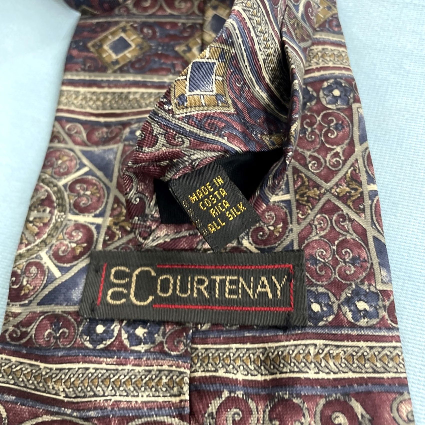 Vintage VINTAGE Courtney All Silk Tie vtg 90s Optical ArtDeco Spoke Burst Geometry Red Gray 4x56 Capsule Wide Necktie Mens Silk Tie Size ONE SIZE - 5 Thumbnail
