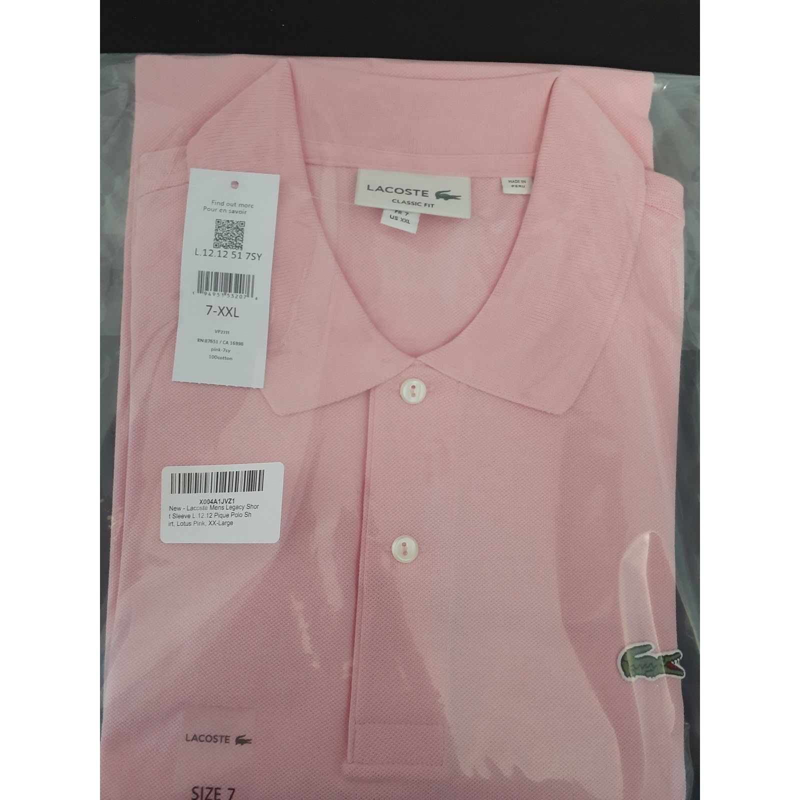Lacoste Lacoste Mens Legacy Short L.12.12 Pique Polo Shirt Pink 2XL Size US XXL / EU 58 / 5 - 2 Thumbnail