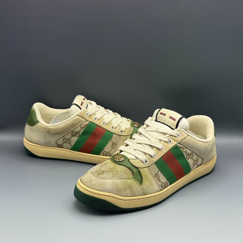 Gucci Gucci Screener Distressed Leather Sneakers for Men - Size US 8.5 / EU 41-42 - 9 Thumbnail