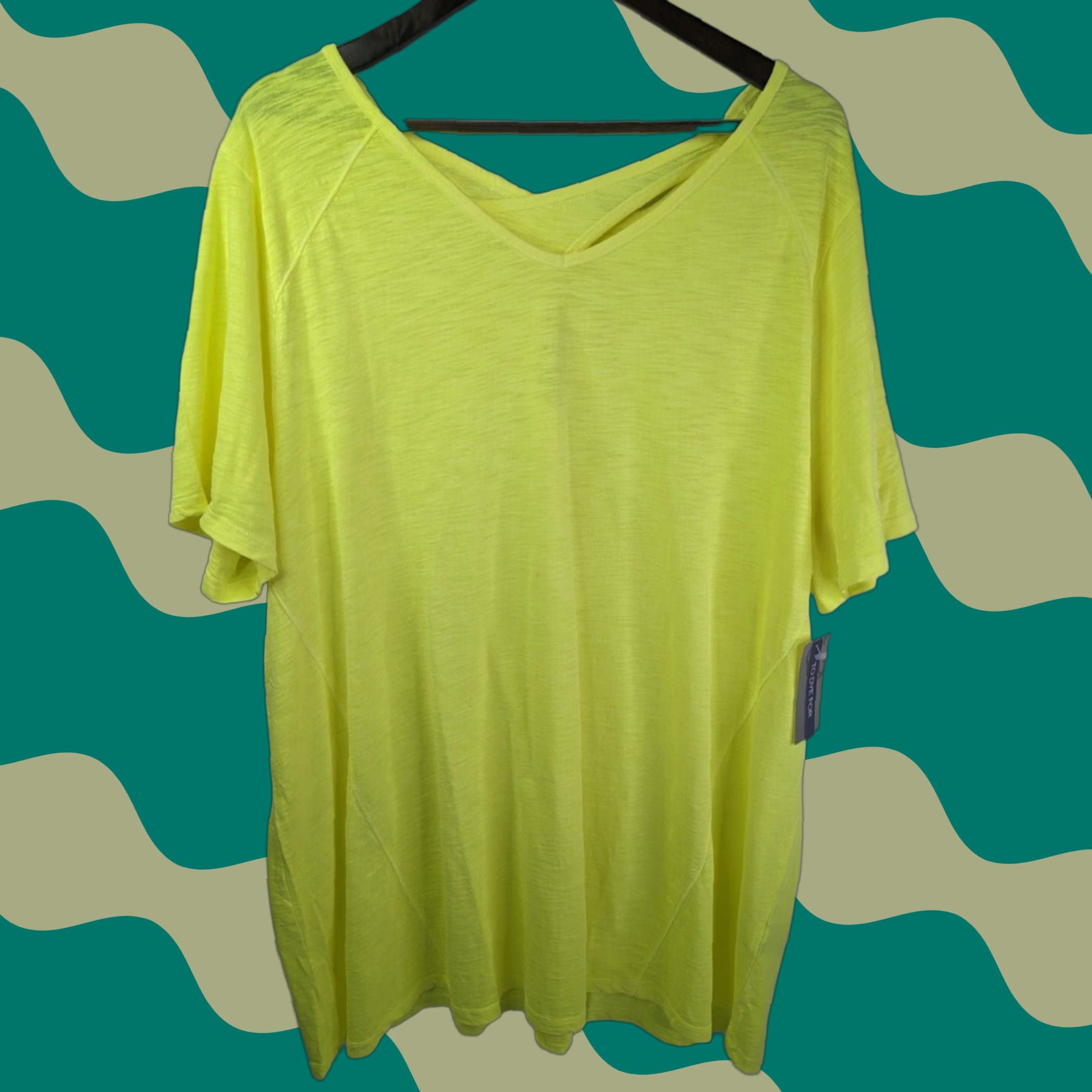 Vintage Catherines V-Neck Top Womens 1X 18/20 Yellow Solid Criss Cross Back Cotton Shirt Blouse Size XL / US 12-14 / IT 48-50 - 1 Thumbnail