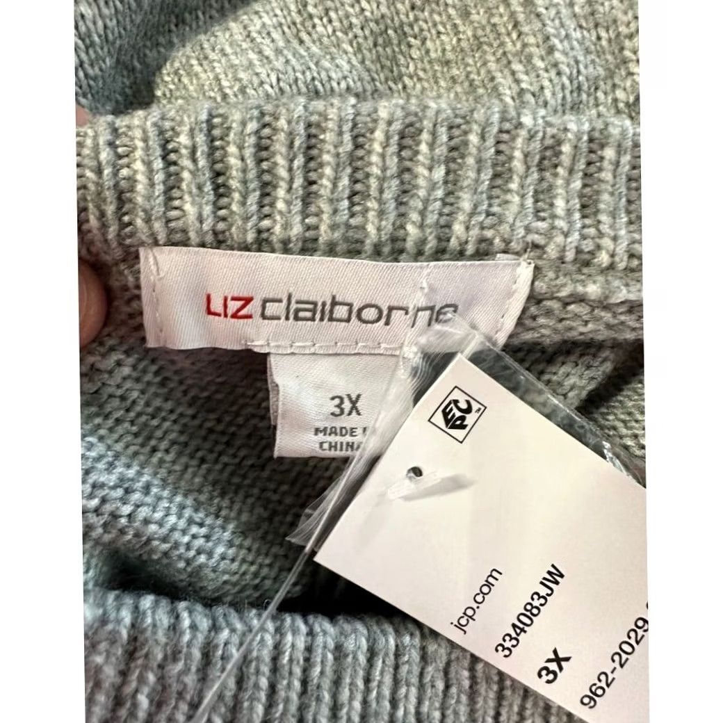 Liz Claiborne Liz Claiborne Crewneck Sweater Womens 3X Plus Grey Nylon Lace Pullover NEW Size XXL / US 16-18 / IT 52-54 - 3 Thumbnail