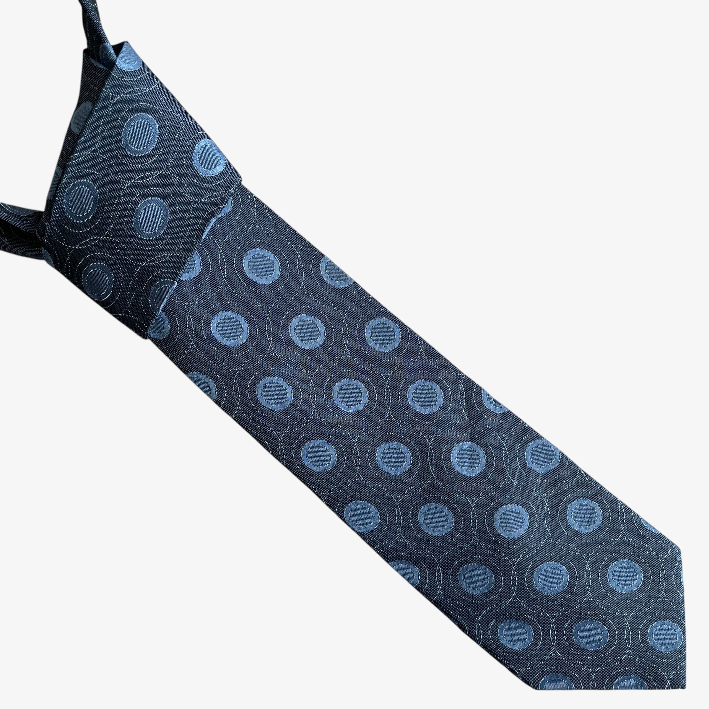 Calvin Klein Vintage 90s Calvin Klein Blue Geometric Print Silk Tie Size ONE SIZE - 1 Thumbnail