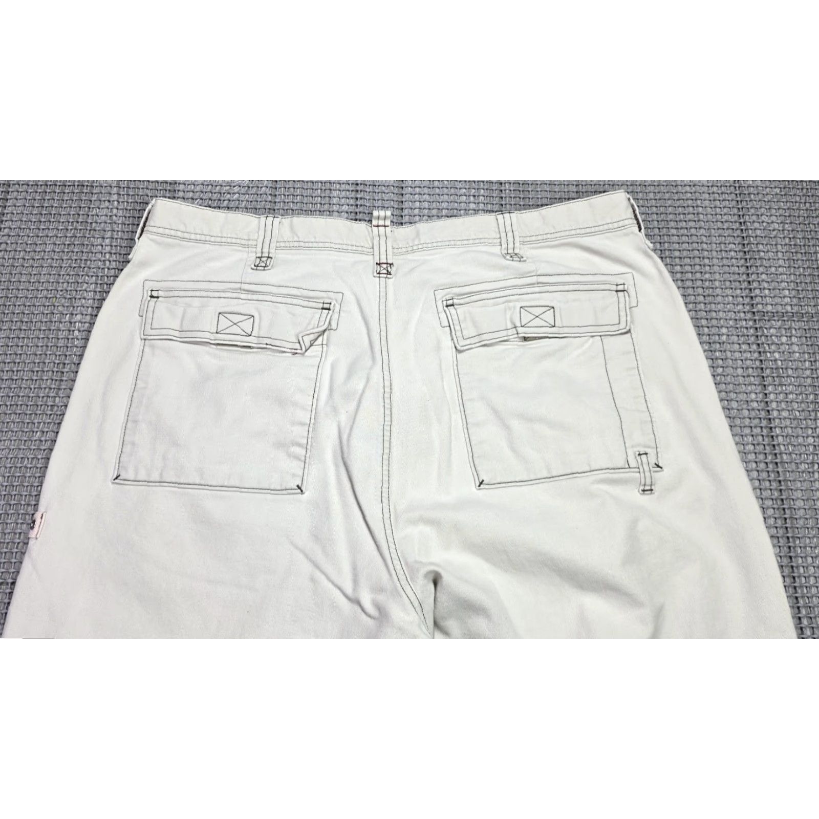 Express VINTAGE Express 38x30 Tan Canvas Cargo Pants Wide-Leg 90s Mens JNCO Express Baggy Carpentry style Cargo Pocket Cotton 38 in Inseam 30 in Size US 38 / EU 54 - 3 Thumbnail