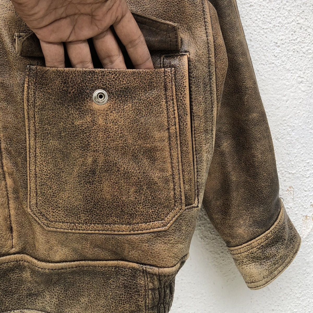 Vintage Vintage 90s GK Global Cowhide Leather Bomber Jacket Size US L / EU 52-54 / 3 - 5 Thumbnail