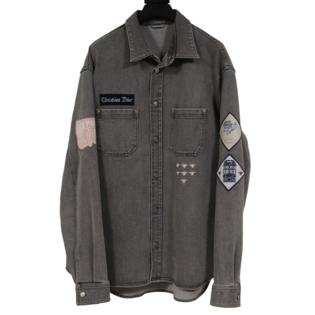 Dior Embroidered Patches Denim Button Down Shirt IT 41 Size US M / EU 48-50 / 2 - 1 Thumbnail