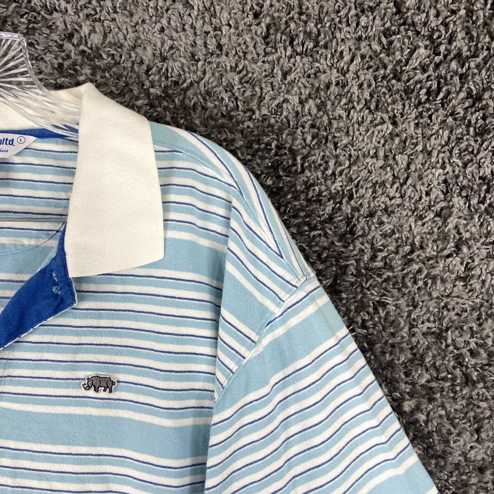 Ecko Unltd. ECKO UNLTD Polo Shirt Mens Large Blue Striped Short Sleeve Size US L / EU 52-54 / 3 - 4 Thumbnail