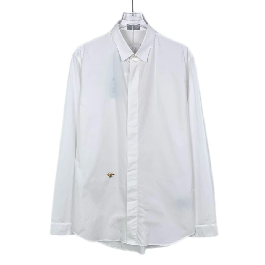 Dior Dior White Cotton Long-Sleeved Shirt W/ Gold Bee Embroidery Size US XXS / EU 40 - 1 Thumbnail